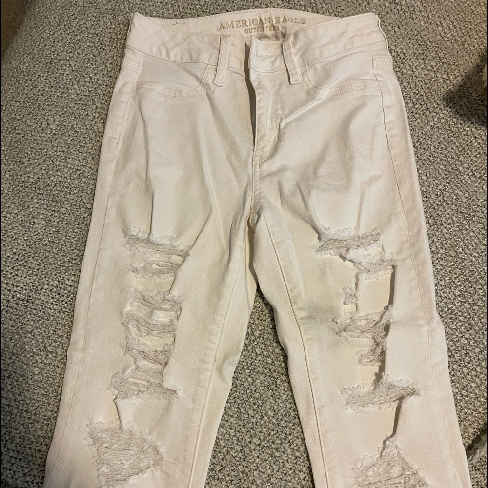 American Eagle White Ripped Jeans